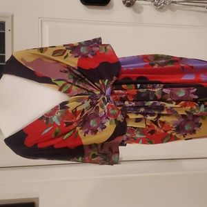 Knit vivid color dress Ranna Gill sz L poly knit